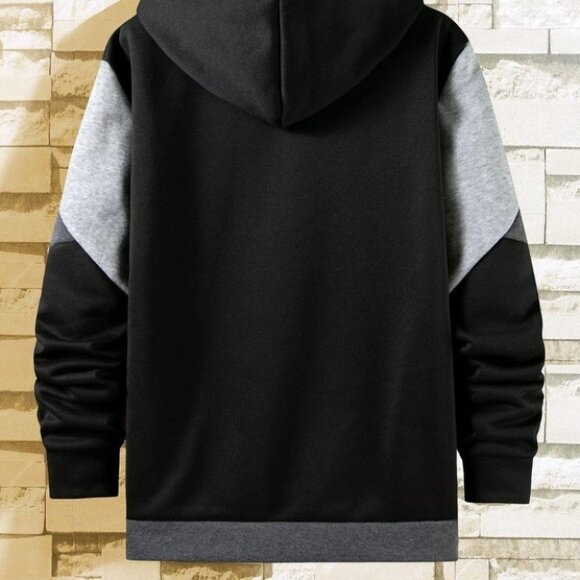 Multicolor Casual Colorblock Men's Cut And Sew Hoo - Picture 4 of 6